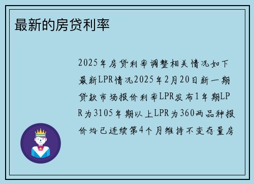 最新的房贷利率