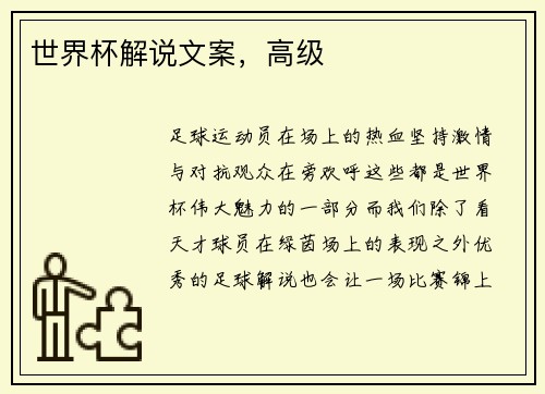 世界杯解说文案，高级
